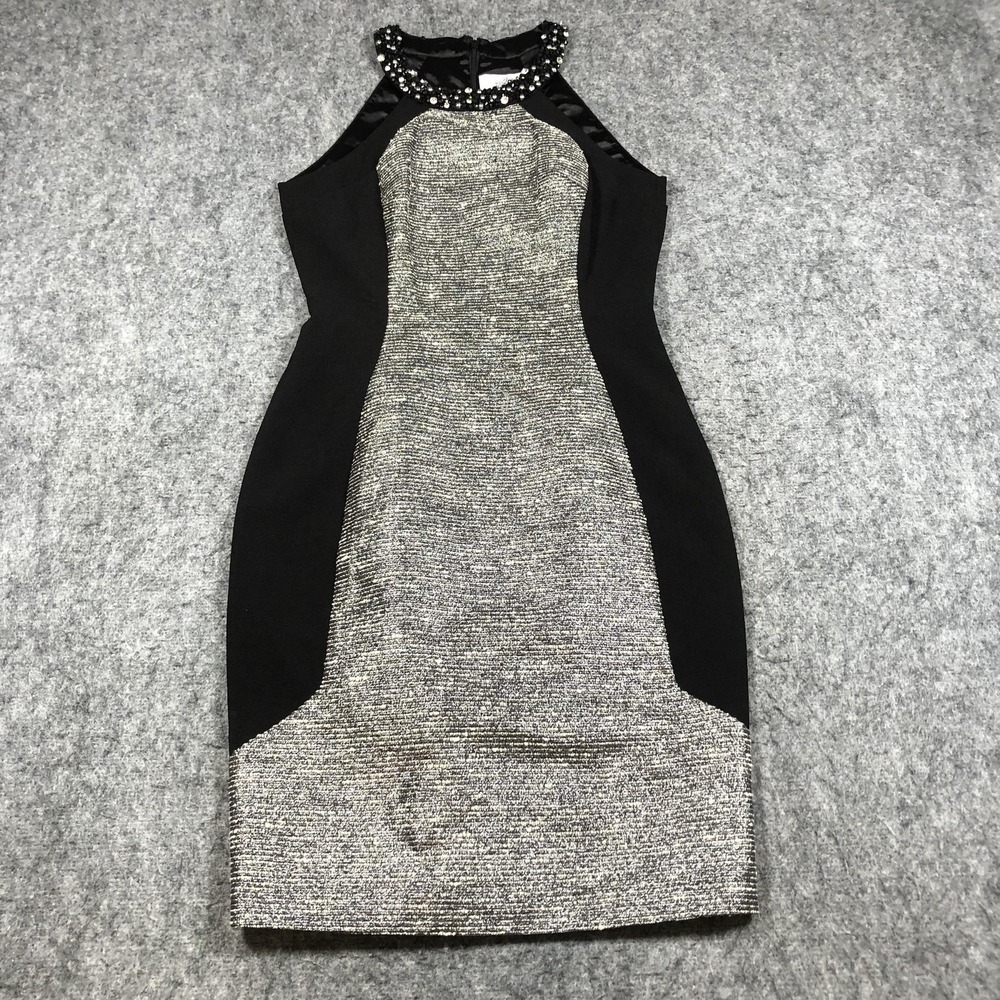 Belle Badgley Mischka Dress Womens 4 Gray Beaded Colorblock Sheath NWT BL2477